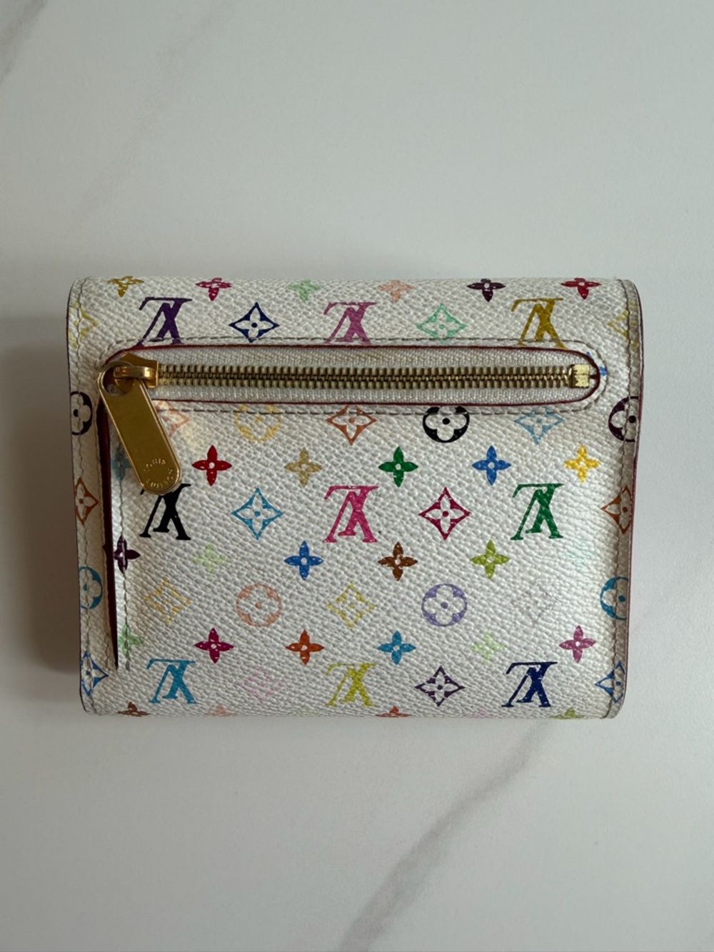 Louis Vuitton White Multicolor Monogram Compact Wallet with Gold Hardware - Picture 2 of 7